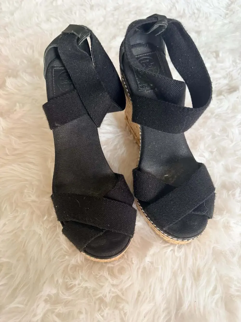 Tory Burch Adonis Elastic High Wedge Espadrilles in Black